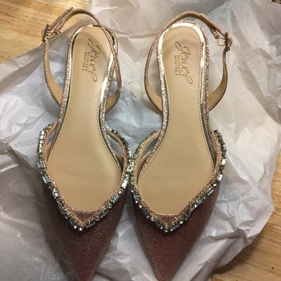 BADGLEY MISCHKA JEWEL Camden Pointed Toe Slingback Flats in Rose Gold Size 8.5 - Picture 3 of 7